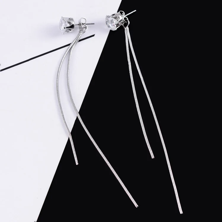 Корейская Мода Золото Серебро Цвет кисточкой длинные висячие серьги для женщин