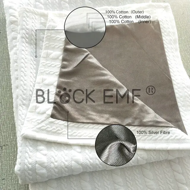 Baby Blanket EMF Shielding Organic Cotton Outer 100% Silver Fiber Inner