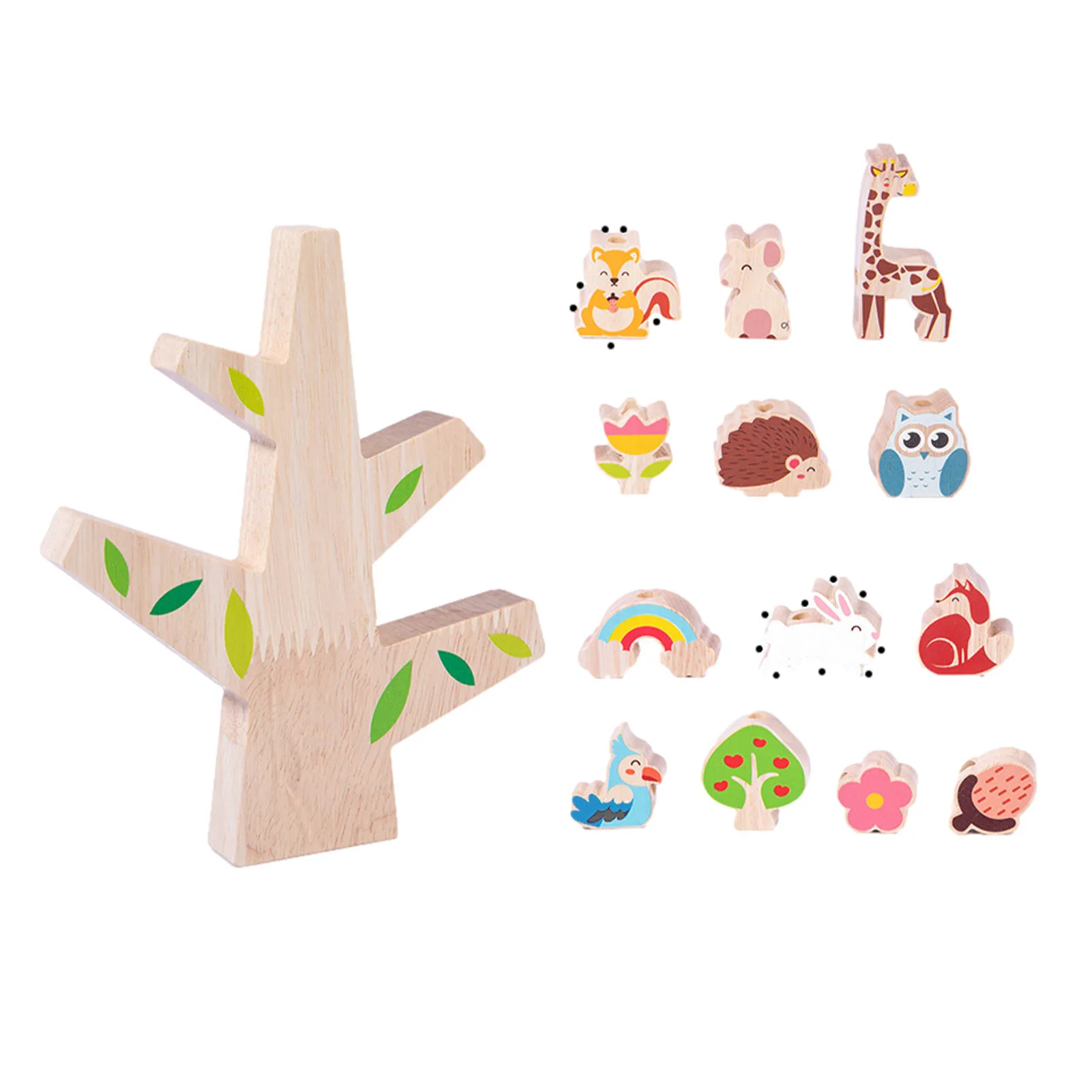 

Children Montessori Wooden Animal Balance Block Board Games Toy Cartoon Animal Educational Stacking High Building Block Adorable