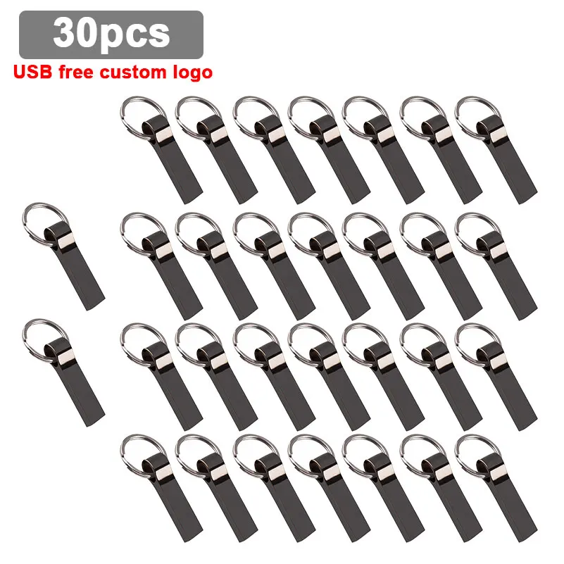 

30pcs free logo Metal USB Flash Drive 64GB 32GB 16GB 128gb Memory stick pen drive USB2.0 pendrive High Flash U Disk memoria usb