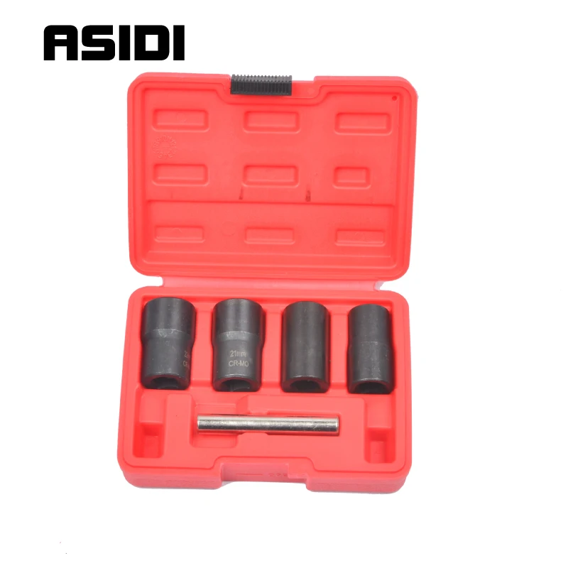 

5pc Twist Socket Set 17,19-3/4" ,21& 22mm Damaged Rounded Worn Lug Nut and Lock Remover Set 1/2" Dr PT1547