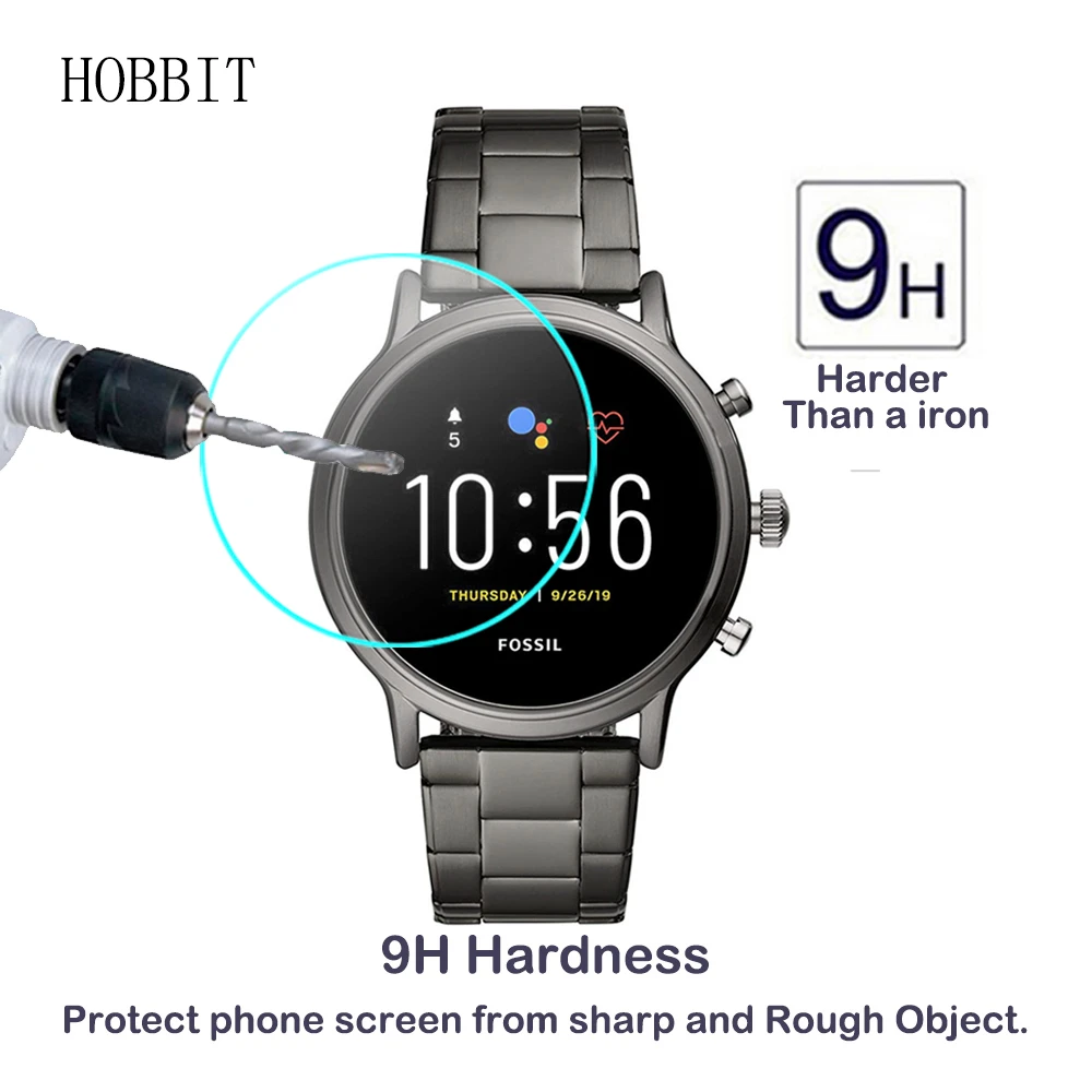 2 упаковки для Fossil men's Gen 5 Carlyle Smartwatch Закаленное стекло протектор экрана 2.5D 9 твердость HD против царапин без пузырьков