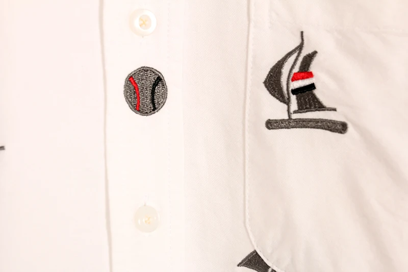 

2021 TB brand shirts men long sleeve embroidery umbrella casual oxford shirt male white blue british cotton men's clothing