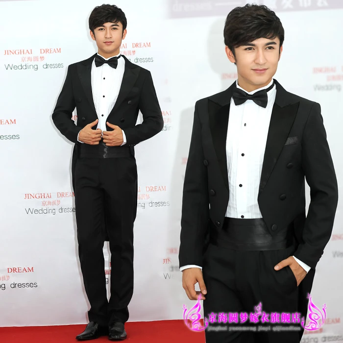 Мужской костюм смокинг для жениха свадебное платье пальто хвосты высокое