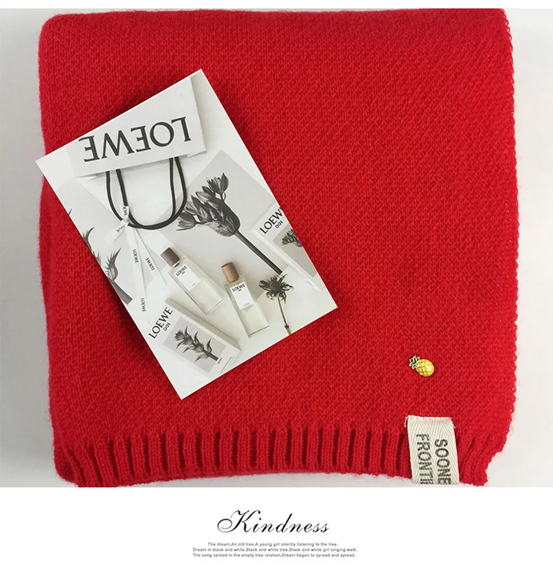 LUZUZI 2019 Женские однотонные кашемировые шарфы женские зимние плотные теплые