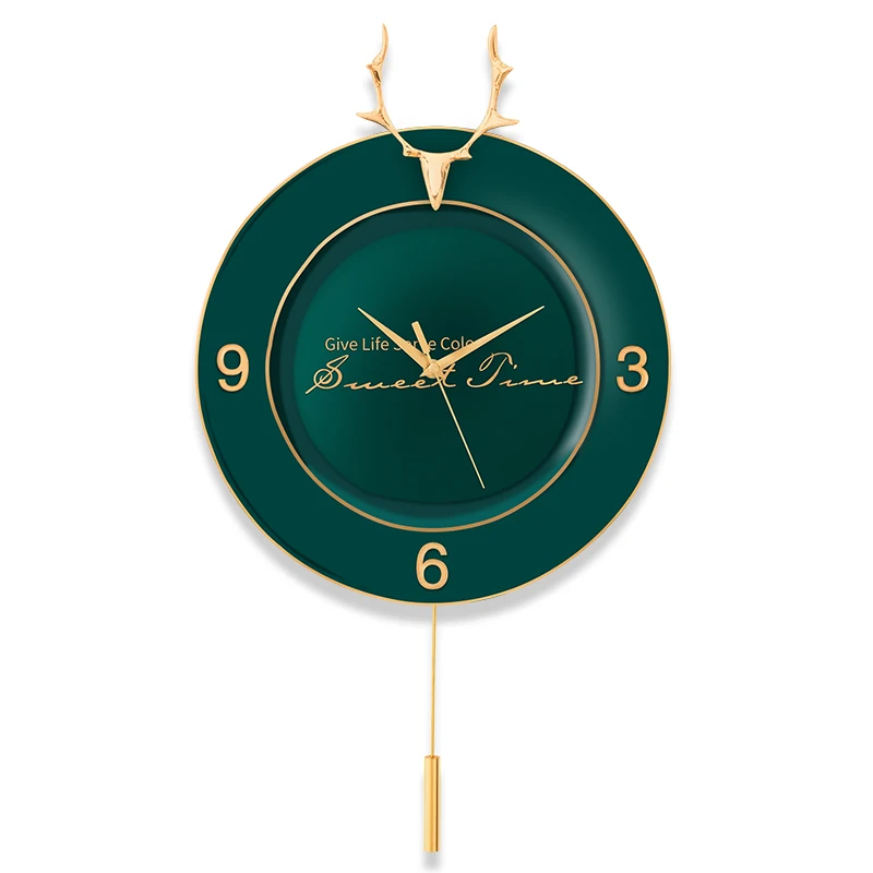 

Luxury Wall Clock Mechanism Ceramics Living Room Decoration Wall Watches Home Decor Deer Head Creative Silence Clocks Mind Gift