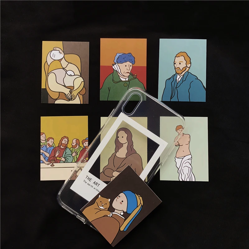 Oil painting card clear TPU phone Cases For iphone XS Max X XR for 6 6s 7 8 plus Photo frame case back cover |