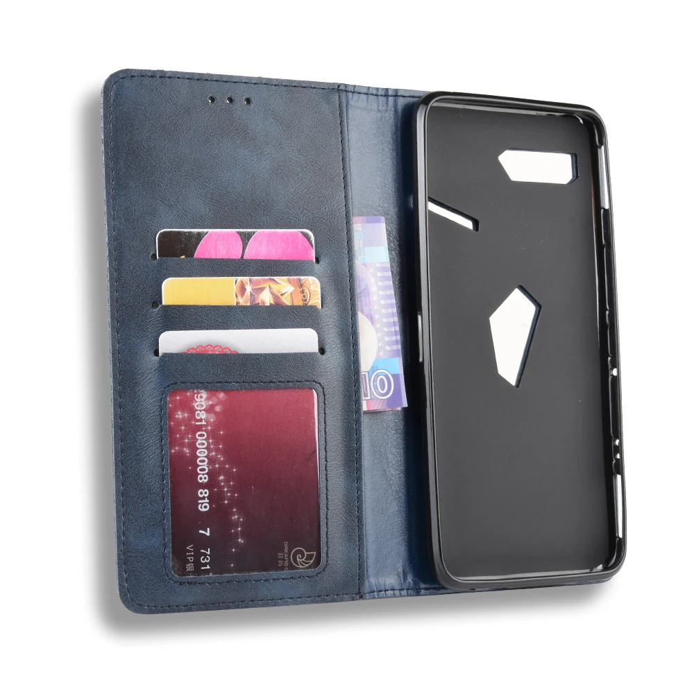 Флип чехол для Asus ROG Phone II ZS660KL винтажный кожаный флип телефона 2 ROG2 с