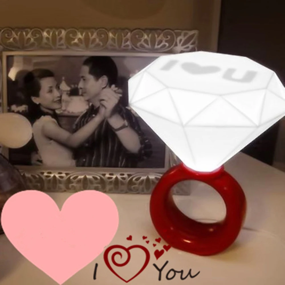 Светодиодный ночник светильник с ромбовидным кольцом настольная лампа для