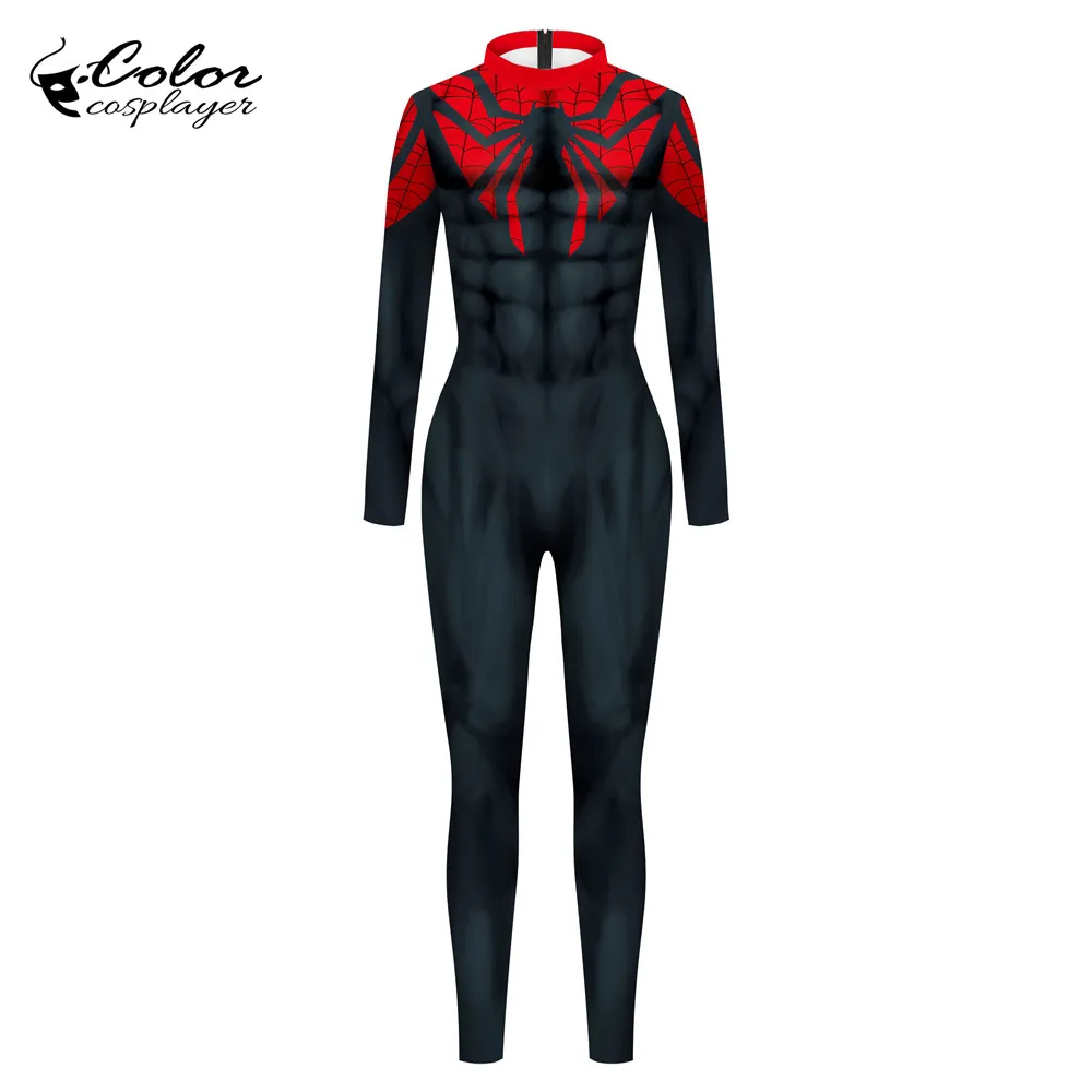 Цветной костюм для косплея Черный Человек-паук мужской взрослых Пурим