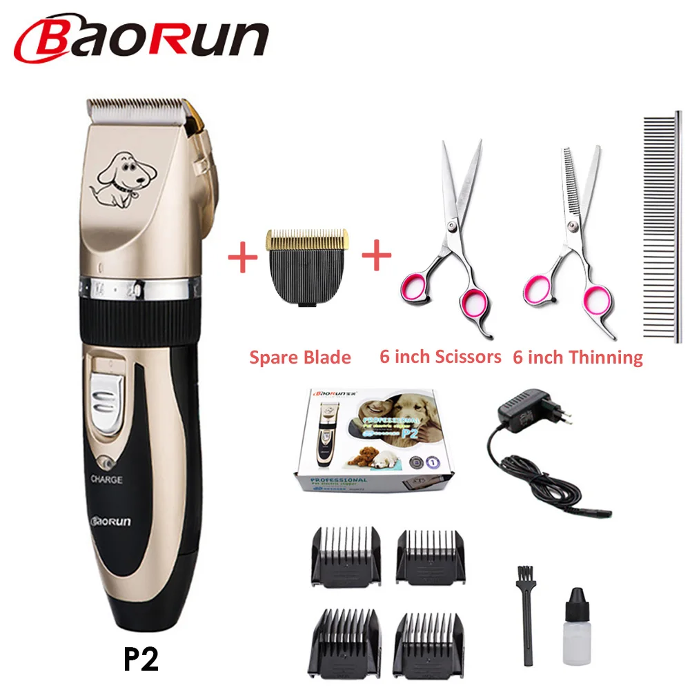 P2 KIT-C Add Blade Baorun P2 кусачки для собак, профессиональная машинка для стрижки домашних животных, кошек, триммер, набор, перезаряжаемая машинка для стрижки кошек, бритва для домашних животных - Цвет: P2 KIT-C Add Blade