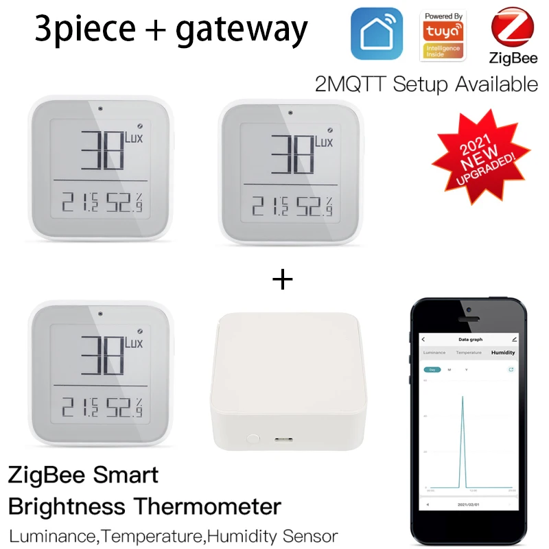 

Датчик температуры и влажности Tuya ZigBee3.0, комнатный гигрометр, термометр с поддержкой Alexa Google Home Smart Life
