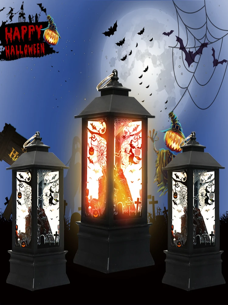 

Halloween Pumpkin Led Candles Tea Light Decor Lantern Halloween Bat Ghost Hanging Lantern Lamp Halloween Party Home Supplies