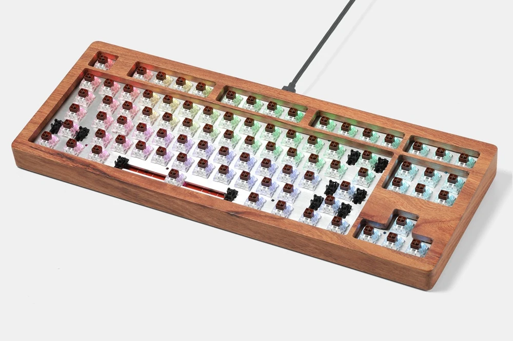 AOPO 87 80% механическая клавиатура с деревянным чехол на заказ светильник rgb type c usb с программным обеспечением программируемый переключатель горячей замены