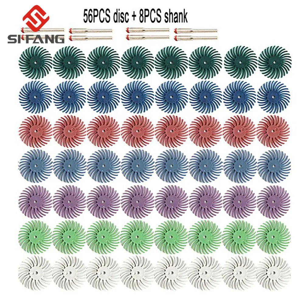 

1Inch Radial Bristle Disc Kit Abrasive Brush 1/8" Detail Polishing Wheel for Dremel Rotary Tool Accessories with 3mm/2.35mm Shak