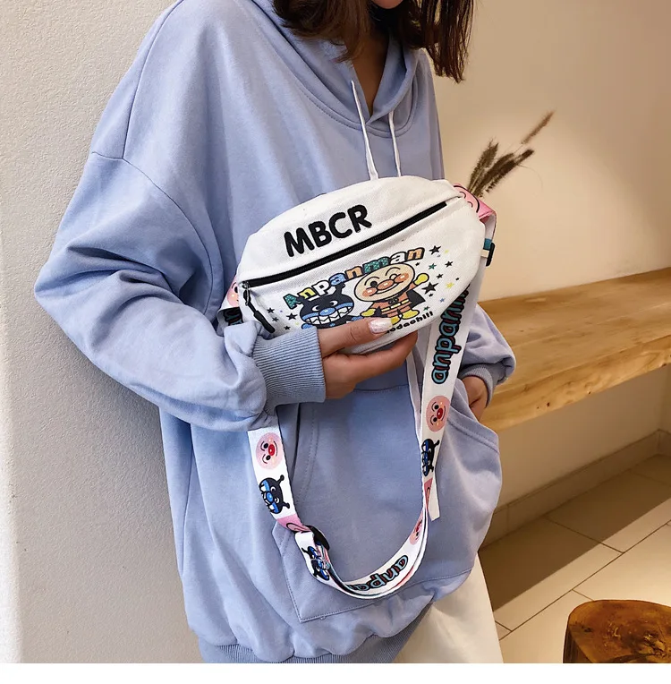 

Нагрудная сумка на молнии с мультяшным рисунком в уличном стиле, модная Холщовая Сумка через плечо MSCR