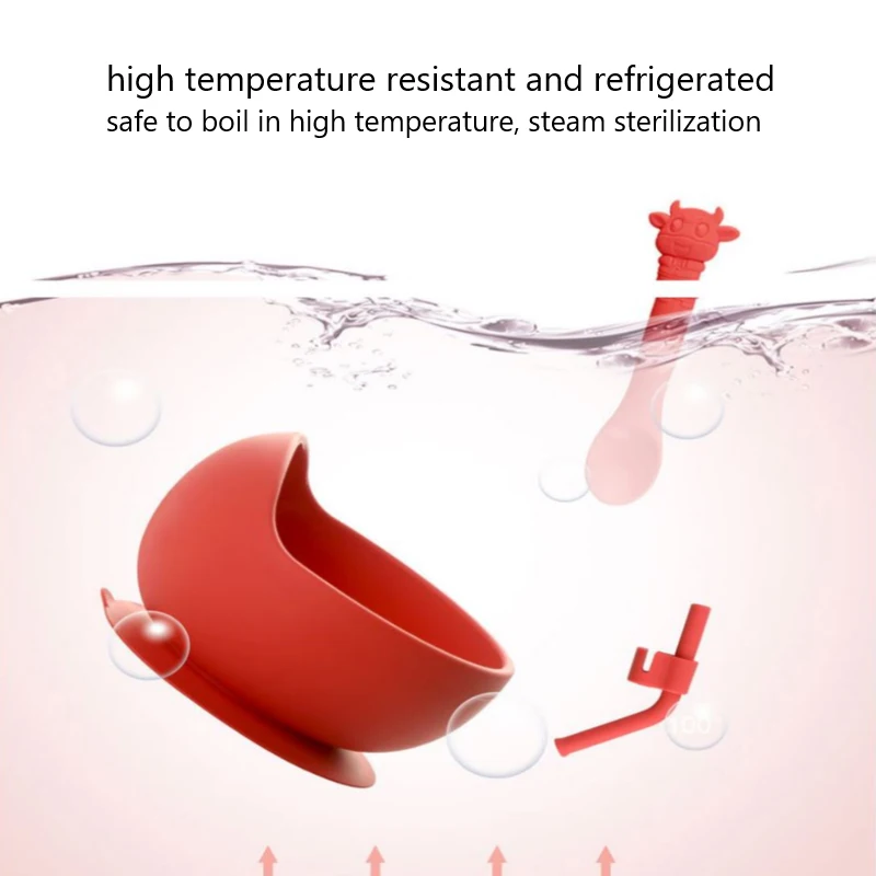 

Children's Silicone Dinner Plate With Suction Cup Baby Feeding Bowl Tableware Waterproof Spoon Non-Slip BPA Free Dishes