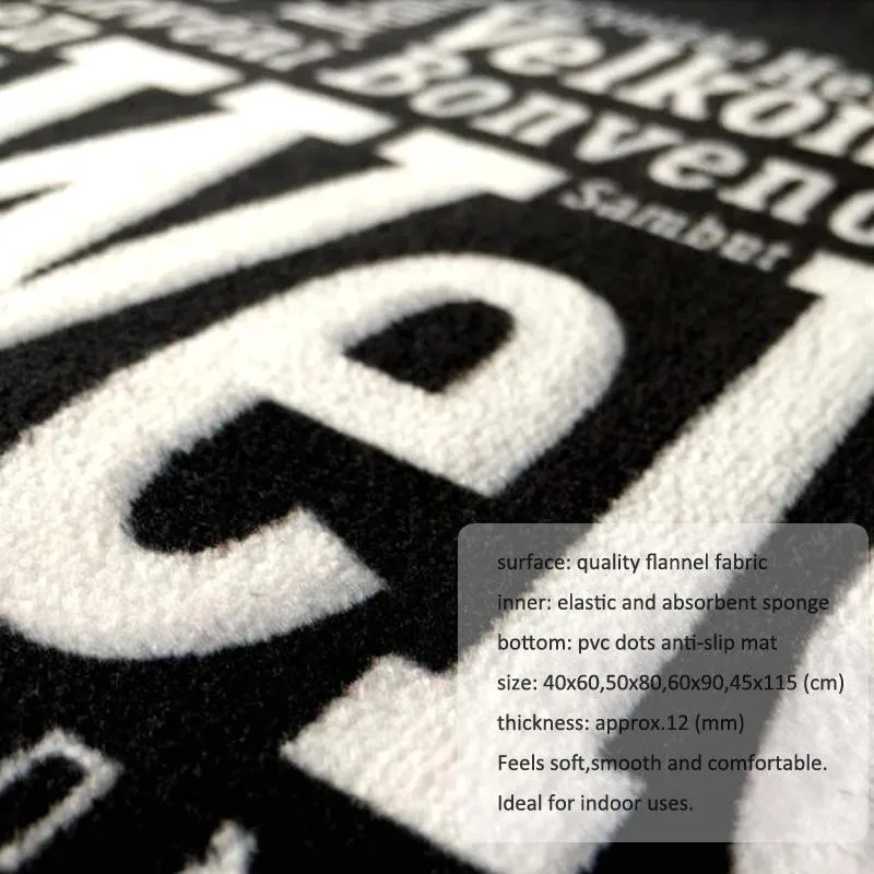 Коврик для входной двери простой нескользящий напольный мат с черным и белым