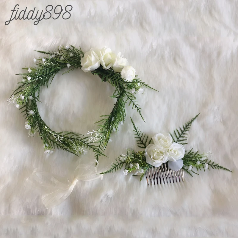 Зеленый цветок корона для волос невесты гребень головная повязка Свадебные