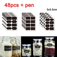 36 54pcsset erasable blackboard sticker craft kitchen jars organizer labels chalkboard chalk board sticker black board 5x3 5cm