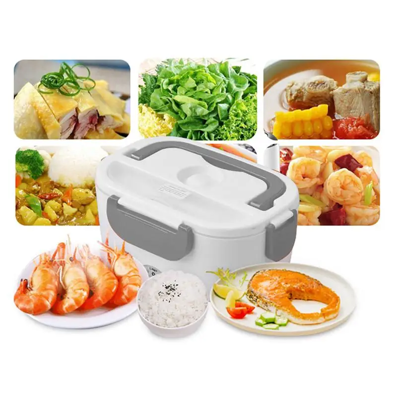 

220V 2 In 1 Stainless Steel Electric Heating Lunch Box Car Office School Food Warmer Container Heater Bento Box Set with Bag