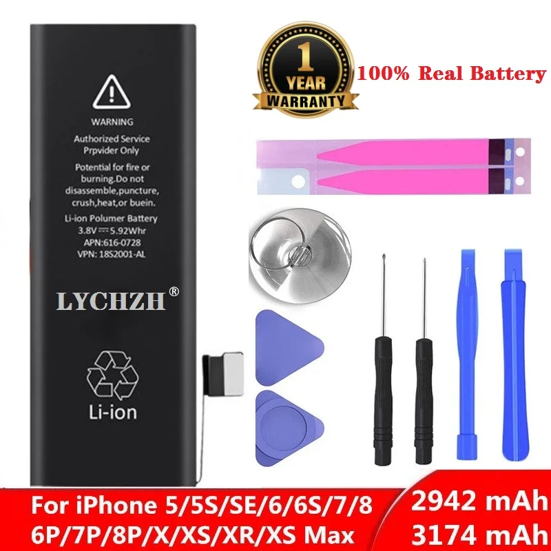 ГОРЯЧАЯ Оригинальная литиевая батарея для iPhone 6S 6 5S 5C X SE 7 8 Plus XR Xs Max высокое TF карта