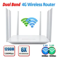 5ghz wireless wifi router 4g sim card 1200mbps 2 4g 5 8ghz dual band wireless router 6 high gain antennas wider with 1wan 4lan