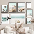 Морская звезда Морская ракушка пляж автомобиль парусник кокосовое дерево скандинавские плакаты и принты Художественная Картина на холсте настенные картины для декора гостиной