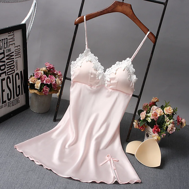 Brand New Chinese Women Robe Satin Nightgown Sexy Nightshirt Sleepwear Lace Bath Gown Summer Casual Home Night Dress Nighty