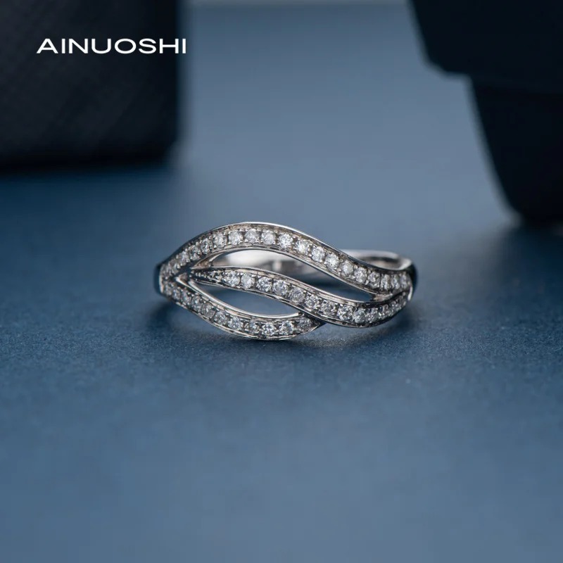 

AINUOSHI модное кольцо с бриллиантами из 18-каратного настоящего золота 0.163ct натуральный белый бриллиант обручальное кольцо ювелирные изделия н...