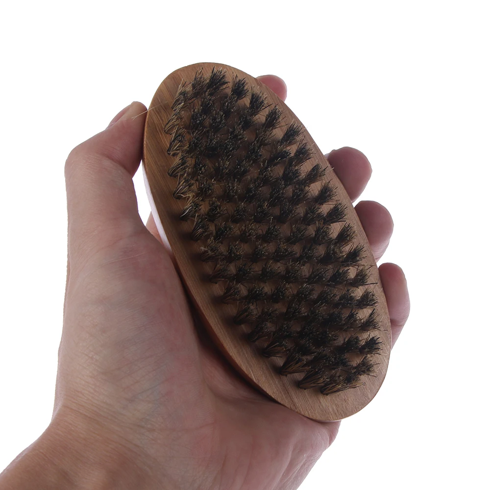 

8cm Men Boar Hair Bristle Beard Brush Shaving Comb Face Massage Handmade Yellow Mustache Brush Beauty Care Drop Shipping