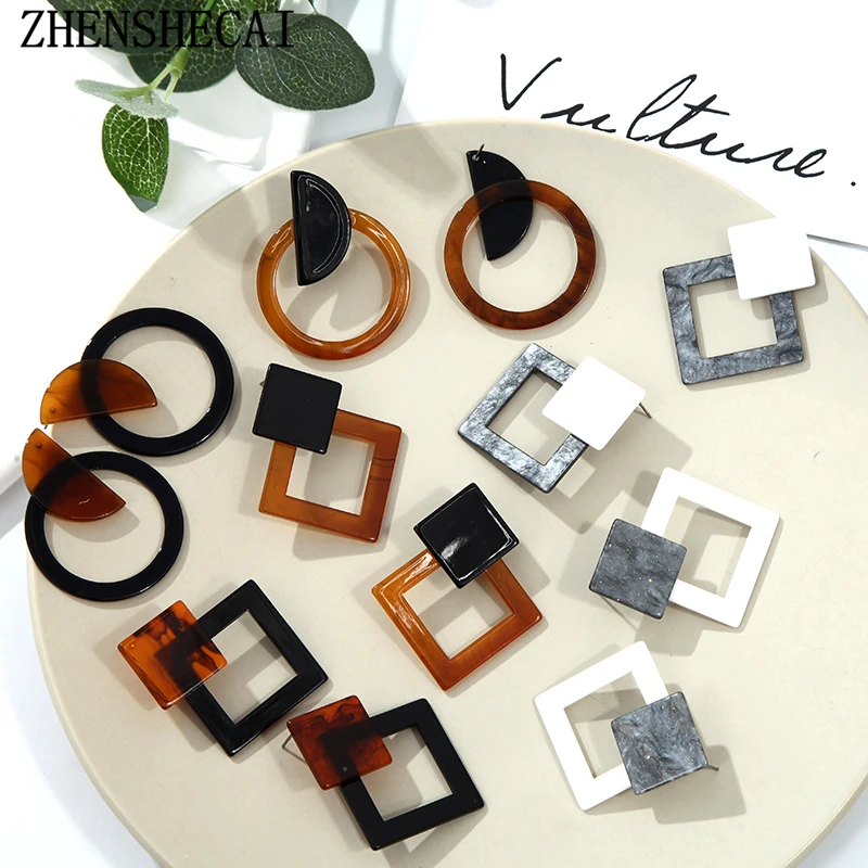 Горячая Распродажа квадратные акриловые серьги Леопардовый цвет акриловый