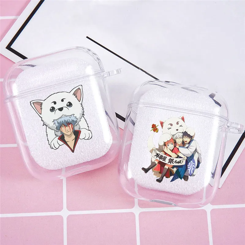 

Милый чехол для наушников из японского аниме GINTAMA для Apple Airpods 1 2, чехол для беспроводных Bluetooth наушников, защитный чехол мягкий прозрачный че...