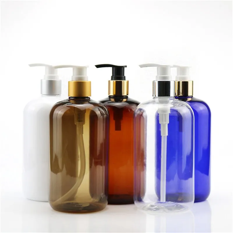 

Bathroom Shampoo Shower Lotion Dispenser Bottle 500ml Plastic Screw Pump Bottles with Label Stickers Empty Bottle