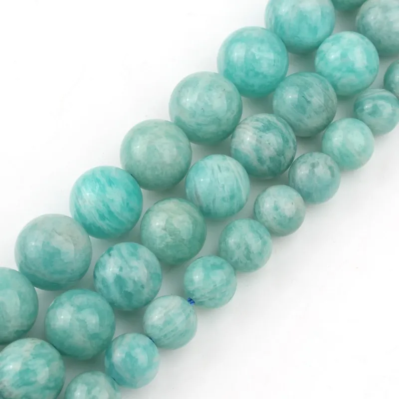 

6/8/10mm Natural Gem Beads Genuine Amazonite Stone Beads Round For Accessories Jewellery Making 15Inch/Strand Pick Size