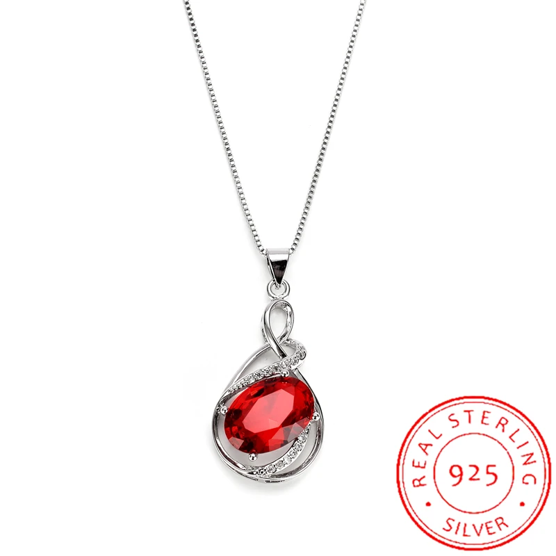 

925 sterling silver necklace pendant with jewelry Korea Europe and the United States best selling style blue red green diamond r