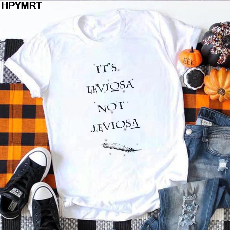 

Женская футболка с принтом перьев It's Leviosa, летняя футболка в стиле Харадзюку, одежда в Корейском стиле