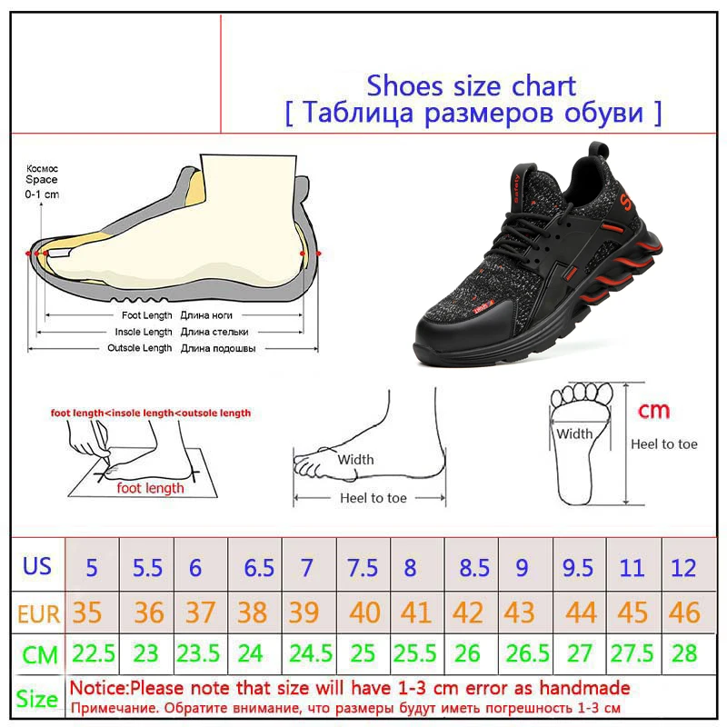 

Winter Men Work Boots Outdoor Steel Toe Anti Smashing Work Shoes Breathable Men Safety Shoes Anti Puncture Anti Slip Sneakers