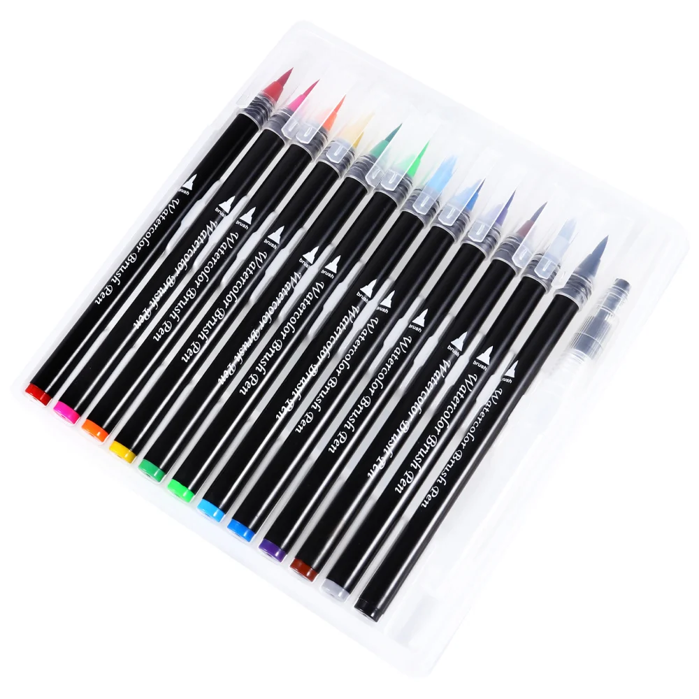 

12pcs Head Watercolor Pen Set Art Painting Pen Water-soluble Mark Hook Pens
