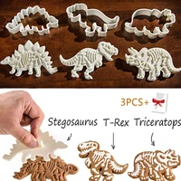 3pcs dinosaur cookie cutters set mold fondant diy cake mould baking tools christmas 3d fondant cookie cutter stamp for kids