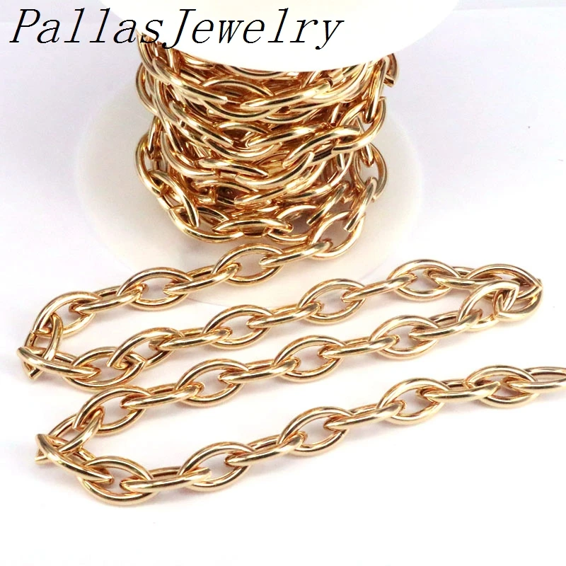

Роскошные медные звеньевые цепи золотого цвета для ожерелья «сделай сам», 3 метра, 11*12 мм, фурнитура