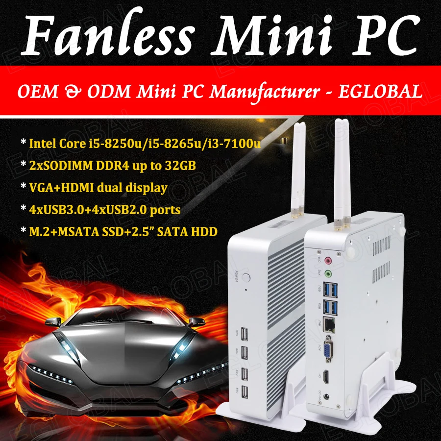8th Gen Intel Core i5 8250U Fanless Mini PC Barebone System 2 DDR4 RAM Max 32GB Computer 4K VGA HDMI 8*USB Desktop Wifi | Компьютеры и