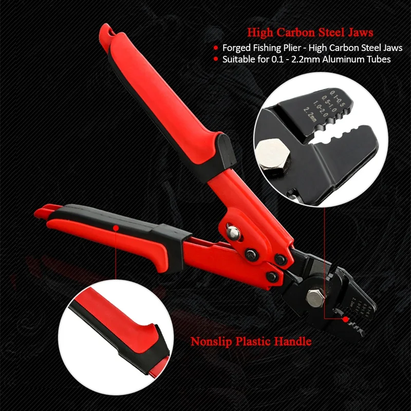 ABUO-Fishing High Carbon Steel 0.1-2.2Mm Tube Crimping Fishing Pliers Terminal Line | Спорт и развлечения