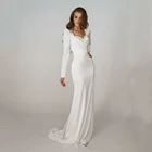 Женское атласное свадебное платье UZN, платье цвета слоновой кости с длинным рукавом и открытой спиной, платье для невесты