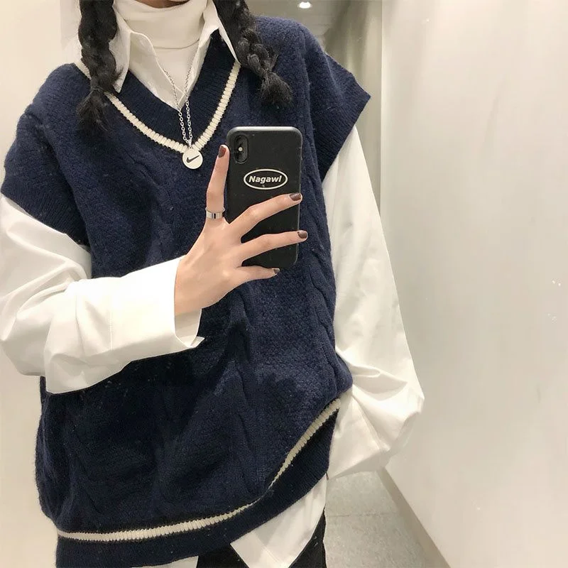 

Женский свитер-жилет с V-образным вырезом, в японском стиле