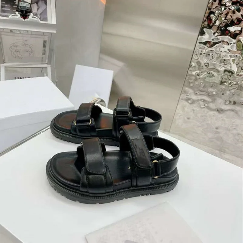 

Thick Bottom Sandals Luxury Brand Designer Sandals Solid Color Women Shoes Top Quality Genuine Leather Womens Sandals New