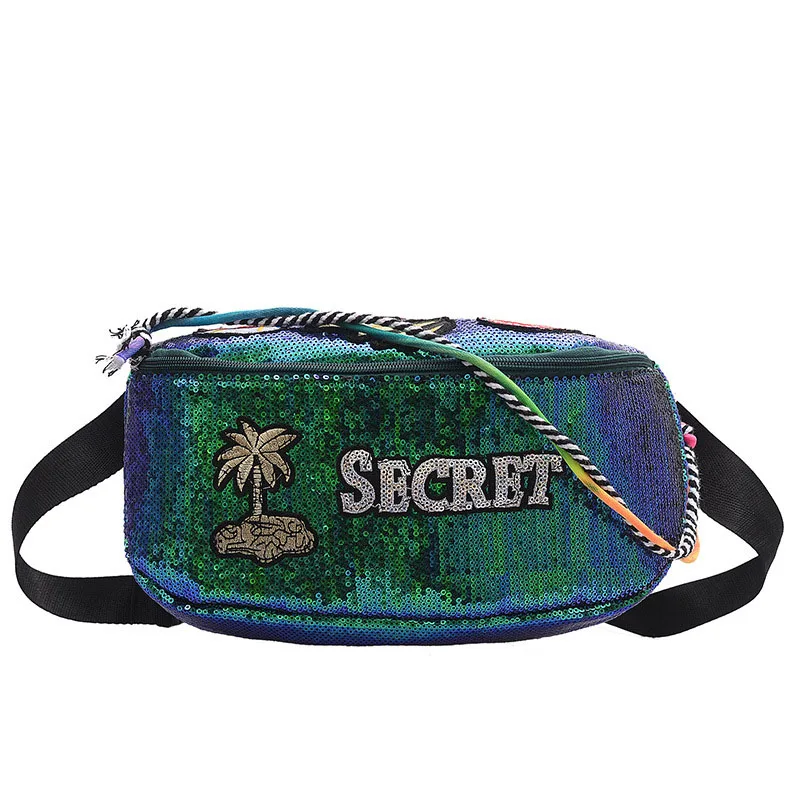 6 Waist pack JZYZQBX Женская поясная сумка с блестками, поясная сумка, сумка формы «банан», Большая вместительная сумка для груди, водонепроницаемая сумка из искусственной кожи, поясная сумка - Цвет: 6 Waist pack