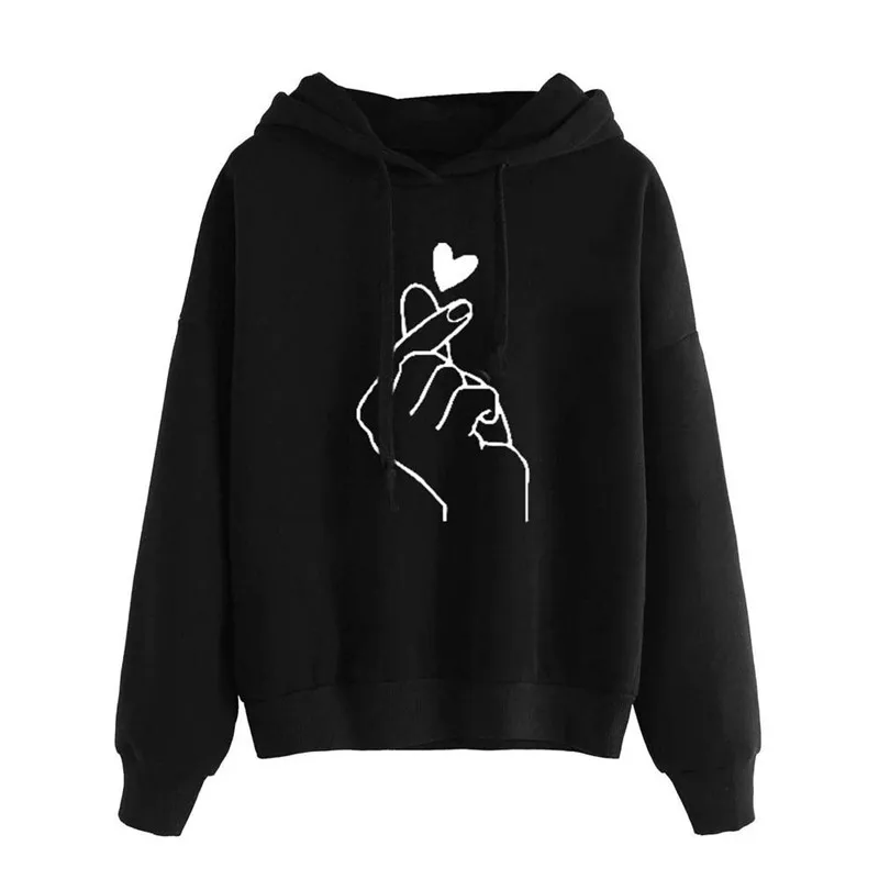 

Womens Musical Notes Long Sleeve Hoodie Sweatshirt Hooded Pullover Tops Blouse Sudaderas Mujer Bts Album Moleton Feminino