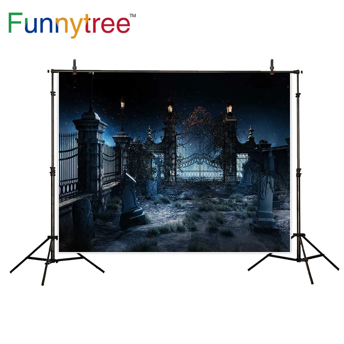 Виниловый фон Funnytree для фотосъемки с изображением кладбища надгробия ужасов