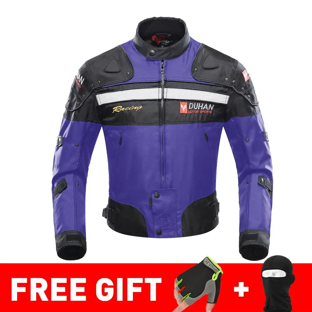 020 Blue Jacket DUHAN осень зима морозостойкая Мотоциклетная Куртка Мото+ протектор мотоциклетные штаны мото костюм туристическая одежда защитный комплект - Цвет: 020 Blue Jacket